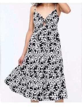 J. Crew Black and White Floral Midi Dress